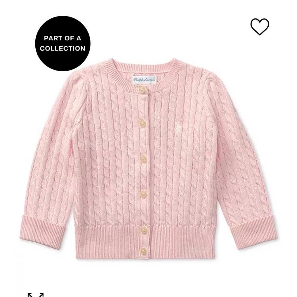 Ralph Lauren Baby Girls Cable Cardigan Sweater French Pink 3mo GUC